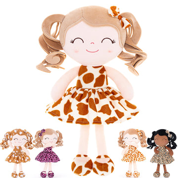 Gloveleya Baby Dolls Soft Snuggly First Baby Girl Gifts Plush Doll With Light Skin & Brown Giraffe Dress 12Inches Animal Series
