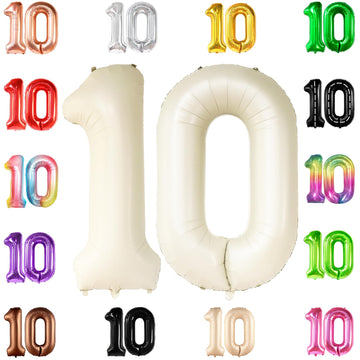 Katchon, Giant Cream 10 Balloon Number - 40 Inch | 10Th Birthday Decorations | Cream 10Th Birthday Balloons For 10 Birthday Decorations Cream | Cream Number 10 Balloons