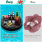 Qinyoung Large Floating Drink Holder Black Floating Refreshment Table Tray Compartment Portable Floating Pool Tray for Swimming
