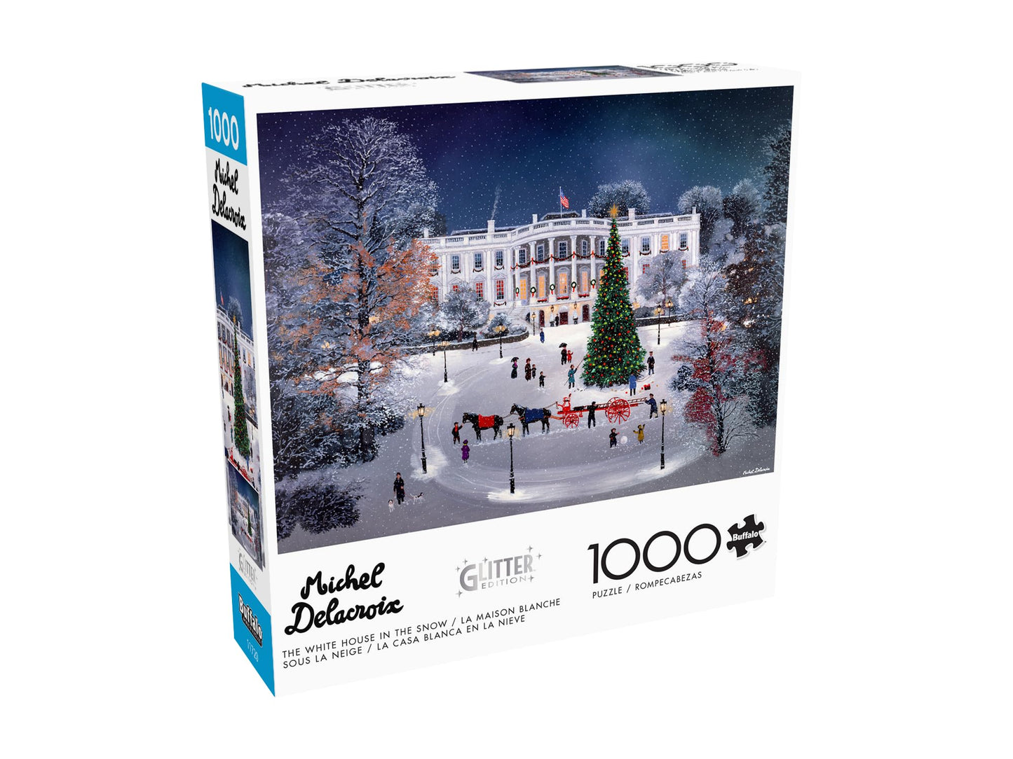 Buffalo Games 1000 Piece Jigsaw Puzzle - Michel Delacroix The White House in The Snow - Multicolor - 26.75 x 19.75 inches