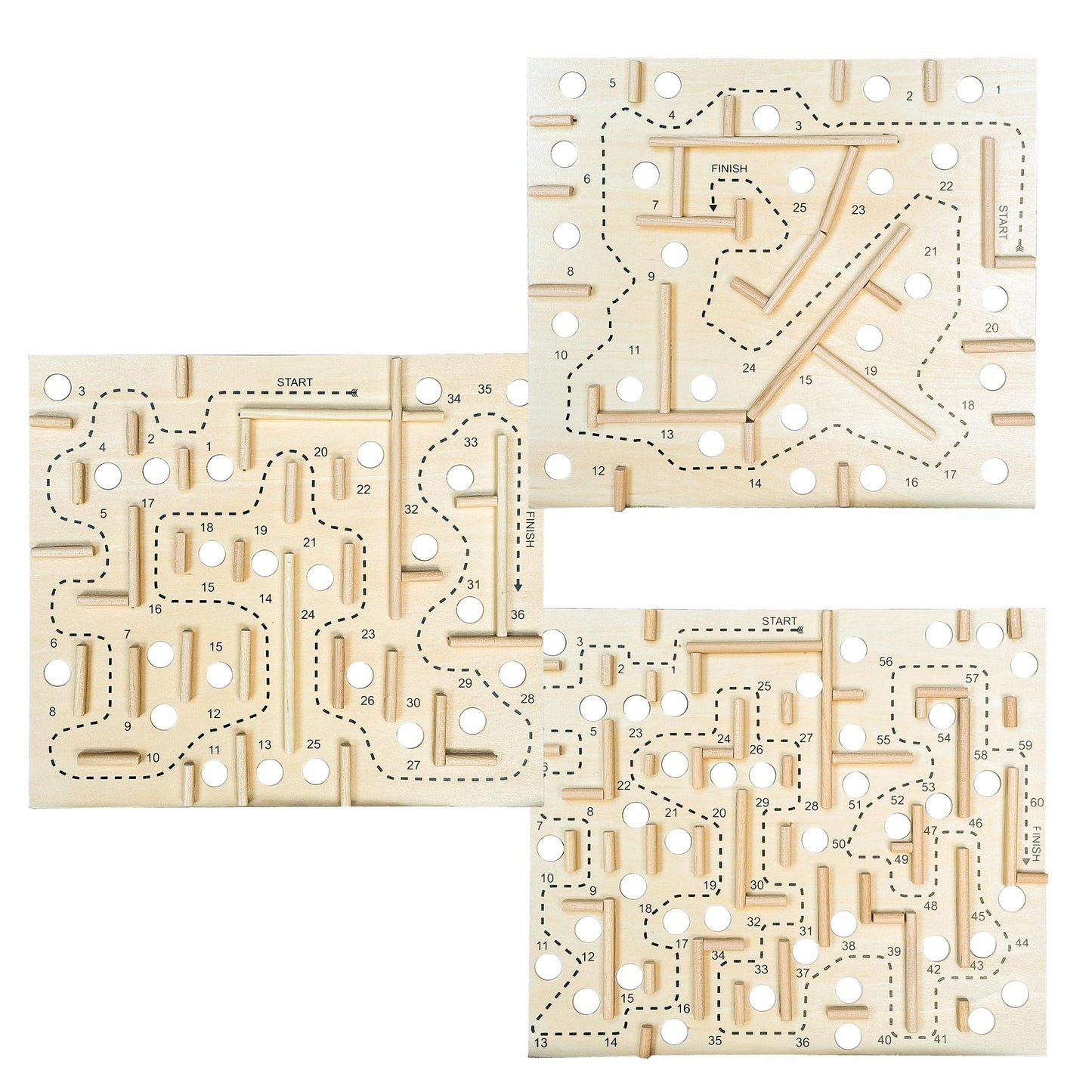 Sterling Games Wooden Labyrinth With 3 Swappable Boards – Classic Maze Game With 60, 36, And 25 Waypoints – Wooden Tilt Puzzle With Knob Control And 3 Steel Marbles For Kids Age 6+