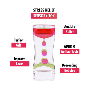 Liquid Motion Bubbler Sensory Toys - 2 Pc Set Bundle Stretchy String Fidget Toys Timer For Stress Relief And Anxiety Relief Great For Toddler, Children, Kids, Adults, Seniors, Adhd Autism Add Orange