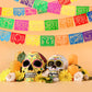 4 Packs Mexican Party Banner 60 Feet Fiesta Plastic Papel Picado Banner Cinco de Mayo Dia De Los Muertos Decor Day of The Dead D
