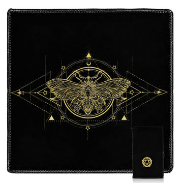 Knana 2Pcs Tarot Card Cloth - Velvet Tarot Cloth With Tarot Card Holder Bag, Golden Bee Pattern Altar Tarot Cloth 19.68 By 19.68