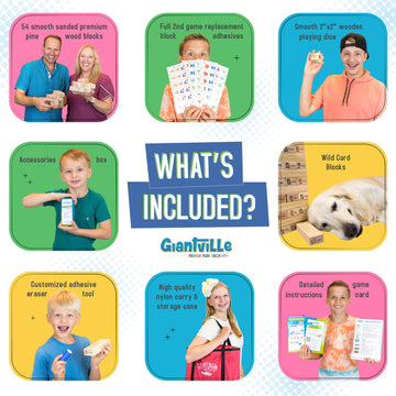 Giantville Giant Tumbling Timber Toy - enhanced Pine Wood Life-Size Blocks Tower - Big Floor/Board Indoor/Outdoor Yard Game for Kids & mature-themeds - 54-Blocks + Red Storage/Carry Bag - Grows Almost 4-Feet