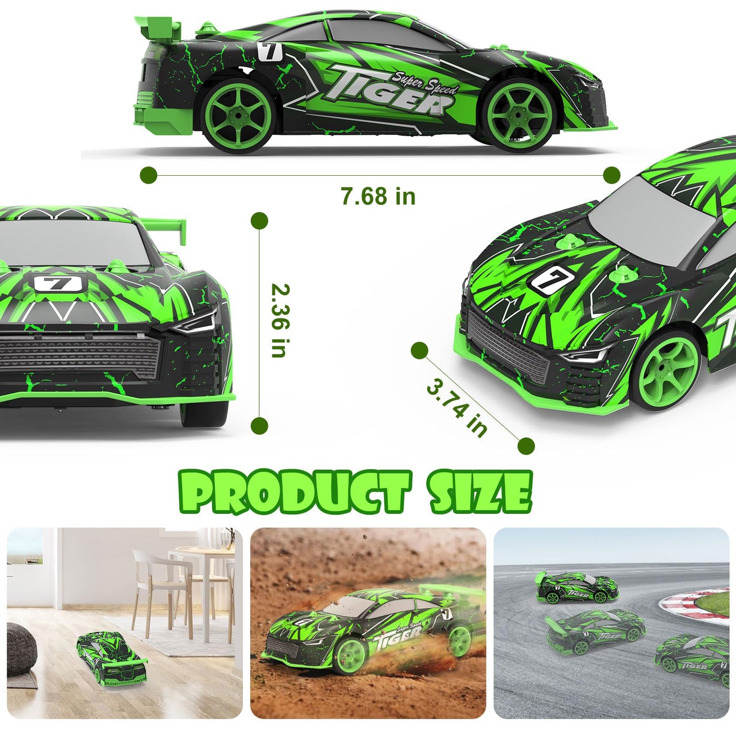 FLYNOVA 4WD RC Drift Car,Light Up Racing Toys for Kids Age 6 7 8 9 10-12,14 KM/H High Speed Vehicle,Easter Thanksgiving Christma