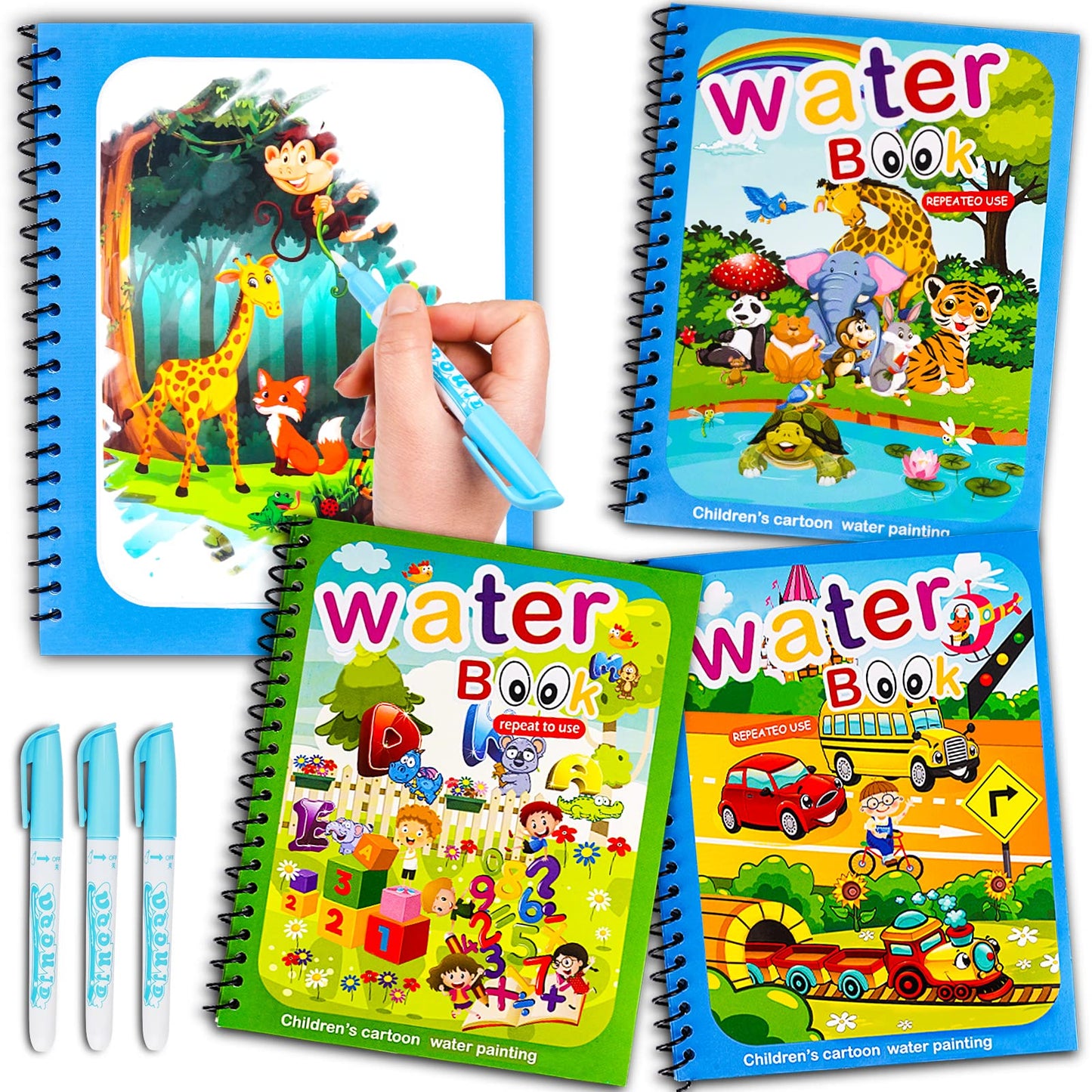 Water Coloring Books for Toddlers, Water Painting Book for Toddlers, Paint with Water Books, Water Doodle Book Toys for 3-5, Tra