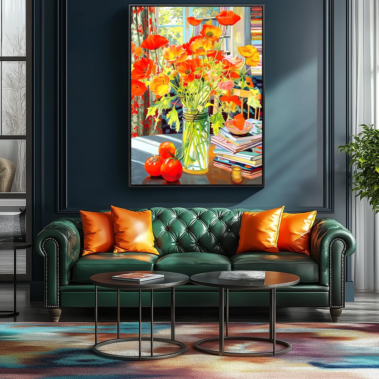 500 Piece Jigsaw Puzzle for mature-themeds Orange Floral Art enhanced 15 x23  Beautiful Flowers Large Piece Puzzle with Books Tomatoes Still Life Challenging Gift for Women  Men  Puzzle Lovers