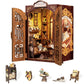 Fsolis Book Nook Kit, Diy Miniature House Room Kit For Adult Activity Mini Puzzle Booknooks Bookshelf Library Decor Gifts For Women Teenagers Craft Lovers(Bookshop Memory)