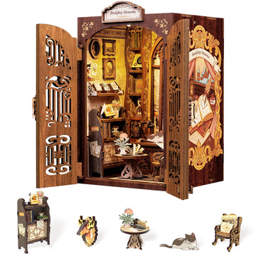Fsolis Book Nook Kit, Diy Miniature House Room Kit For Adult Activity Mini Puzzle Booknooks Bookshelf Library Decor Gifts For Women Teenagers Craft Lovers(Bookshop Memory)