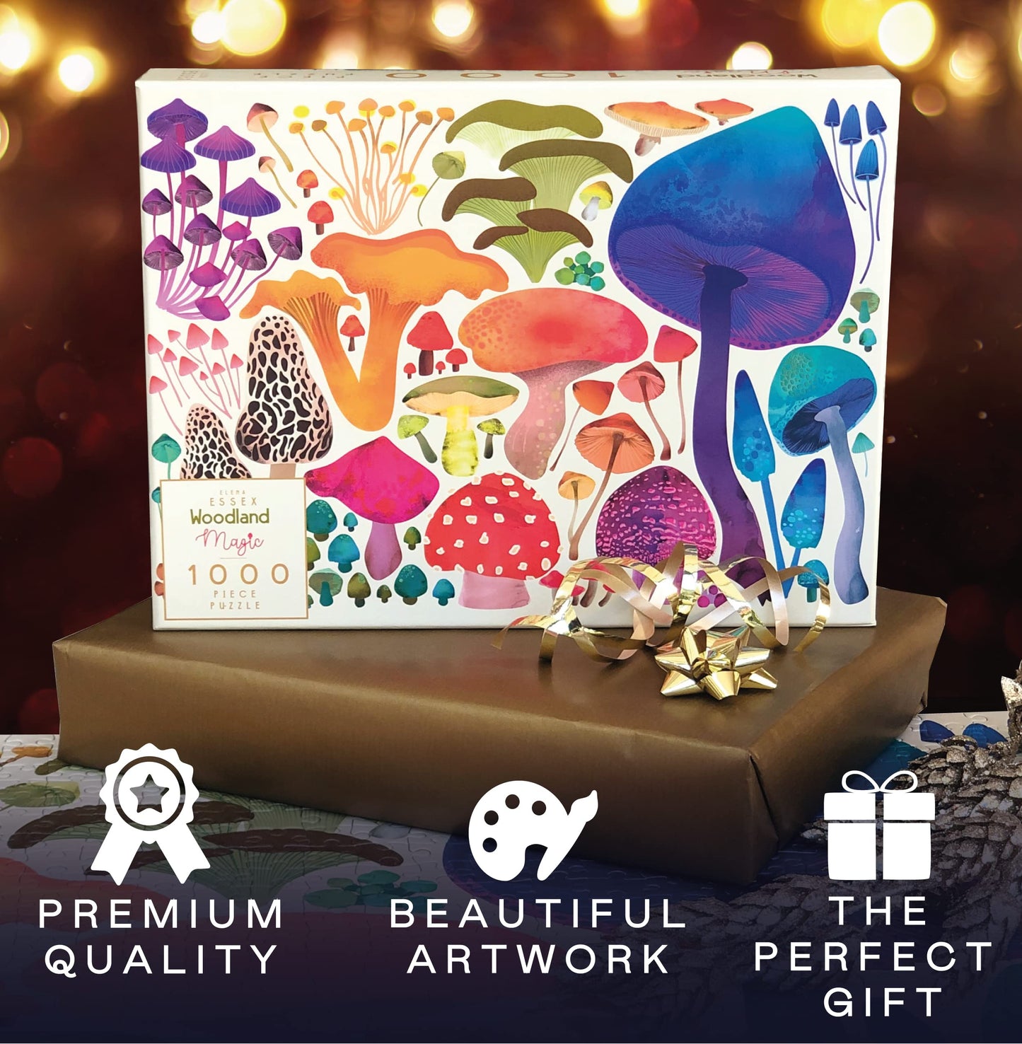 Elena Essex 1000 Piece Puzzle For Adults - Woodland Magic | Jigsaw Puzzles 1000 Pieces | Mushroom Toadstool Nature Wildlife Puzzle | 28X20Inches