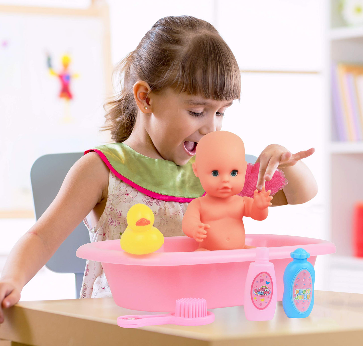 Click N' Play Baby Doll Bathtub Pretend Play Set With Accessories | Baby Bath Tub Play Set For Girls And Toddlers With 6 Pcs Acc