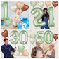 Biapian 40 Inch Sage Green Number 3 Balloons, Gaint Number 3 Balloon With 18'' Retro Foil Heart Balloons Helium For Neutral Boys