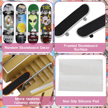 Ideallife Skate Park Kit, Skate Park Kit Ramp Parts For Finger Skateboard Fingerboard Ramp Skate Park Kit Part Training Props With 2 Finger Skateboard