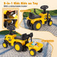 Costzon Kids Ride-On Tractor, 2-in-1 Push Car with Detachable Trailer, Yellow & Black, Large, Polypropylene, No Power