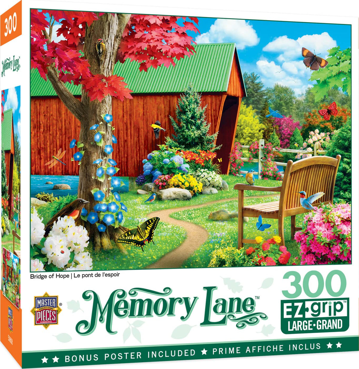 MasterPieces - 300 Piece Jigsaw Puzzle, Large EZ Grip Shapes, Bridge of Hope, Fun for Adults, Seniors, Family, Kids, Non-Glare F