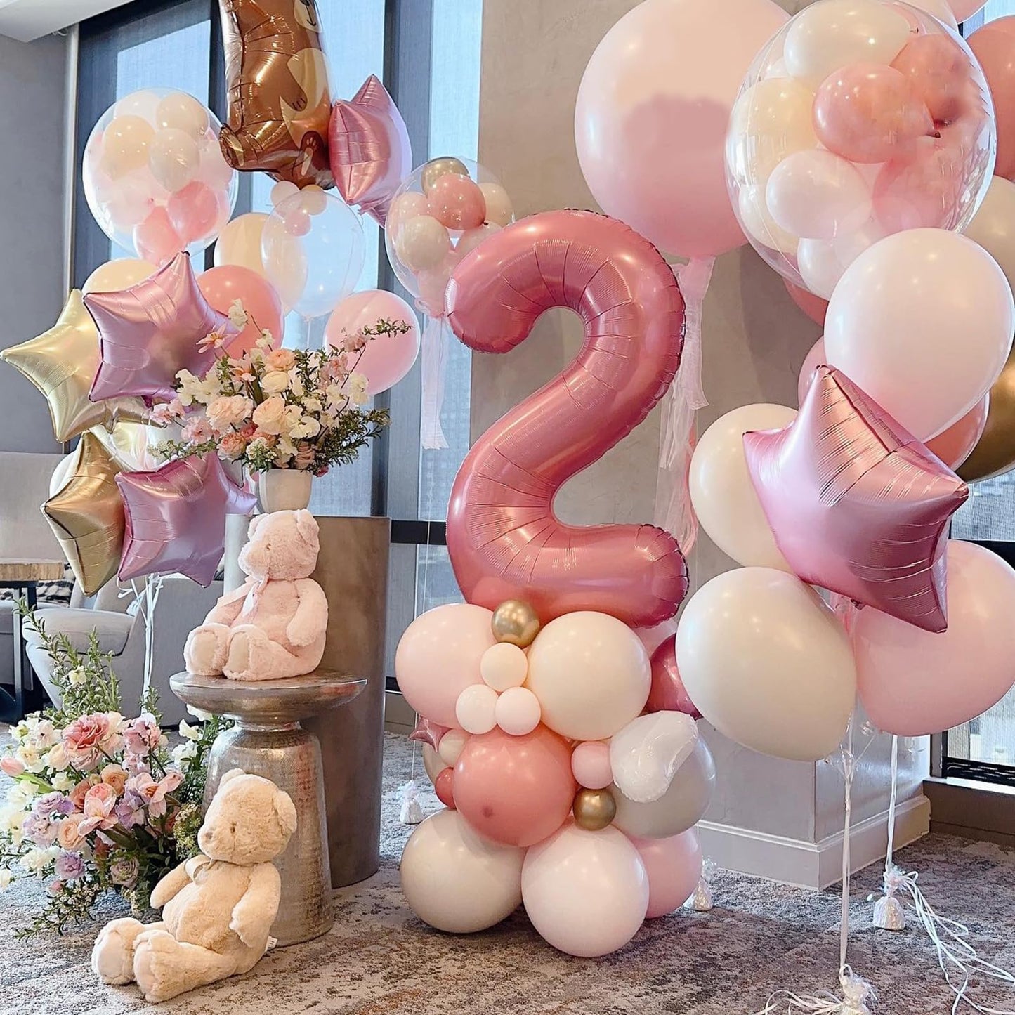 40 Inch Pink Number 0 Balloons, Large 0 Balloon Number Pink Foil Number Balloons, Light Pink Mylar Birthday Balloons for Birthda