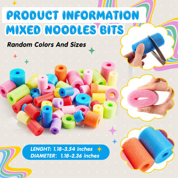 Frienda Pool Noodles - 50 Pcs Multicolor Foam Craft Tubes, Small Size, Pastel Colors for DIY Projects and Play