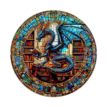 Wooden Puzzles for Adults - Challenging The Dragon's Library Adult Puzzle, Unique Animal Shaped Wooden Jigsaw Puzzles for Adults