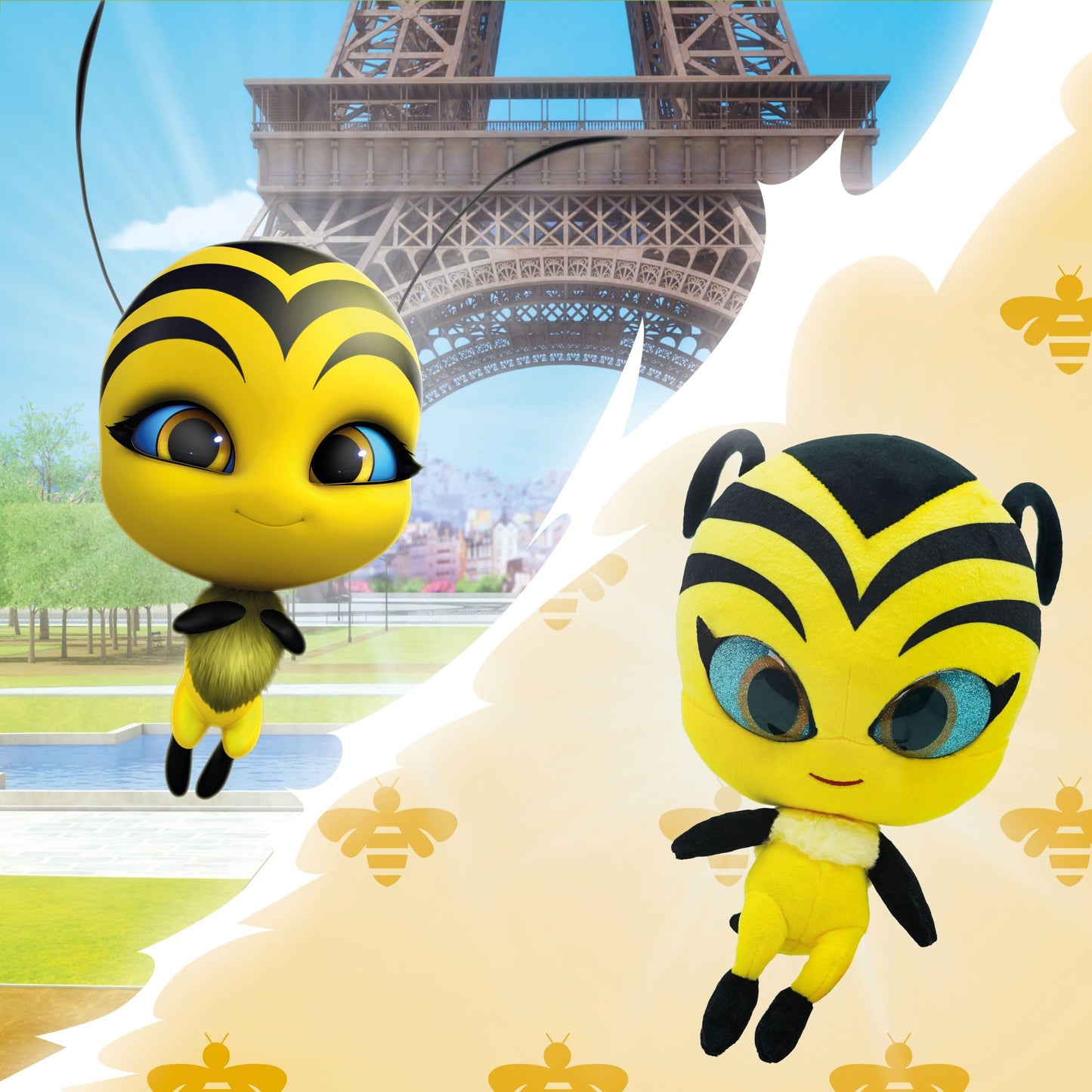 Miraculous Ladybug - Kwami Mon Ami Pollen, 9-Inch Bee Plush Toys For Kids, Super Soft Stuffed Toy With Resin Eyes, High Glitter And Gloss, And Detailed Stitching Finishes (Wyncor).