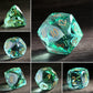 DNDND 7-Piece Glass Dice - Multifaceted Colorful DND Dice, Tabletop Gaming, Collectors | Premium Gift Box & Durable Design (Gree