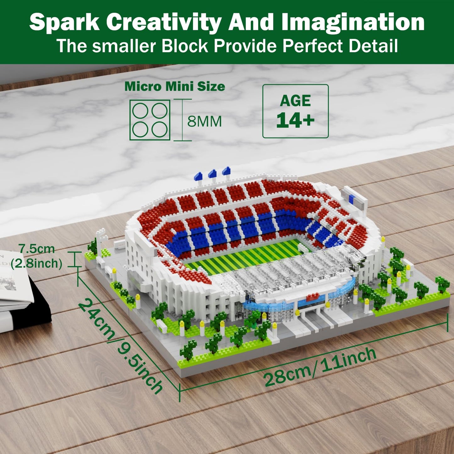 Barcelona Soccer Stadium Micro Blocks Building Sets, Micro Mini Bricks Architecture Building Block Sets For Adults, Football Fie