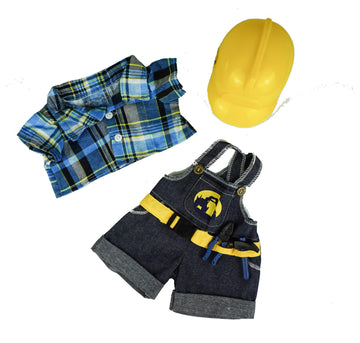 Construction Worker With Hard Hat Teddy Bear Clothes Fits Most 14'-18' Build-A-Bear And Make Your Own Stuffed Animals
