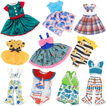 Sotogo 10 Sets American Wellie Doll Clothes Outfits Dresses Pajamas Swimsuit, Girl Wishers Doll Clothes Fit For 14 To 14.5 Inch Dolls