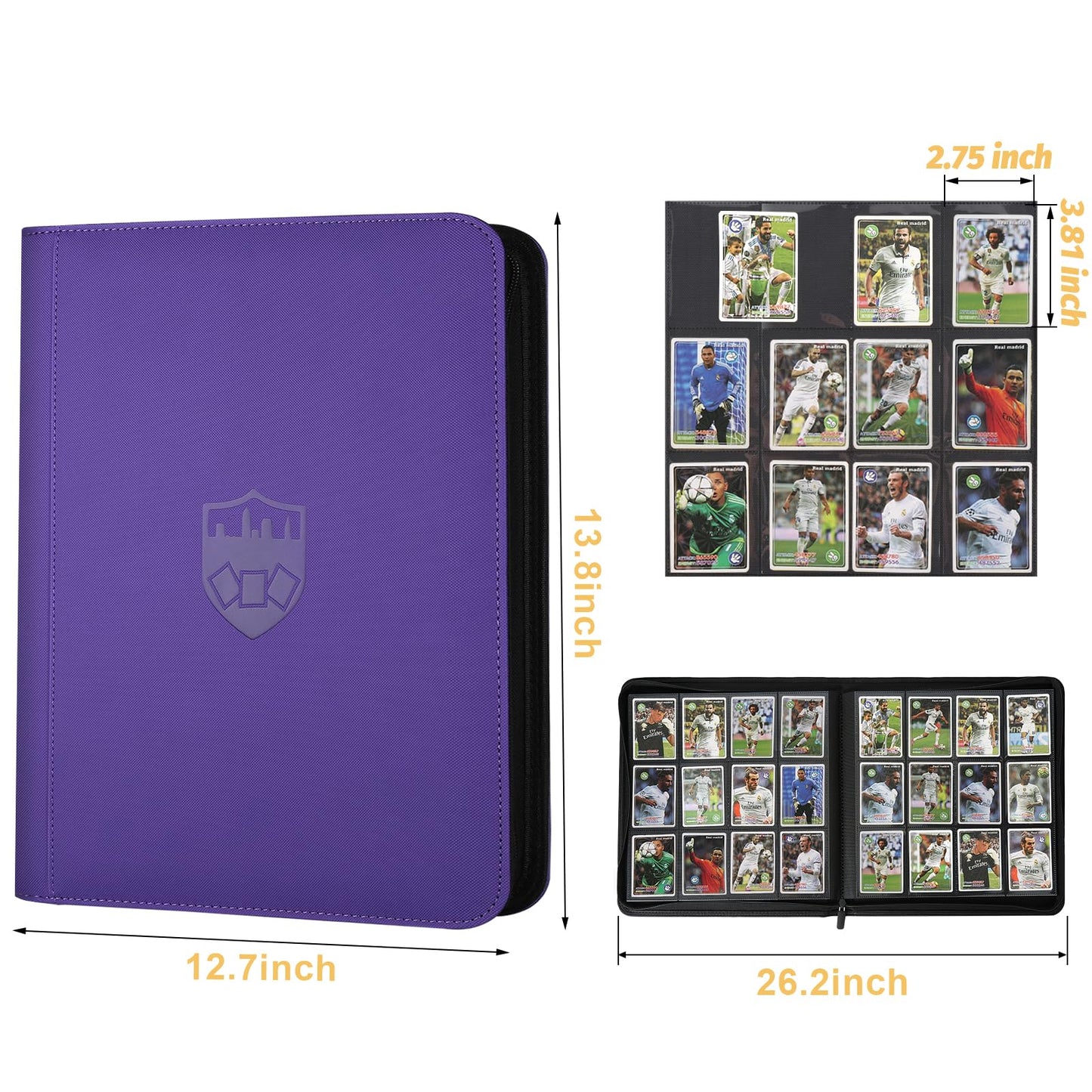 Trading Card Binder 12 Pocket  GERMUN PU Cover Card Binder for 720 Cards  enhanced Trading Card Holder Folders  Double Sided Pocket Card Album for MTG  TCG (Purple)