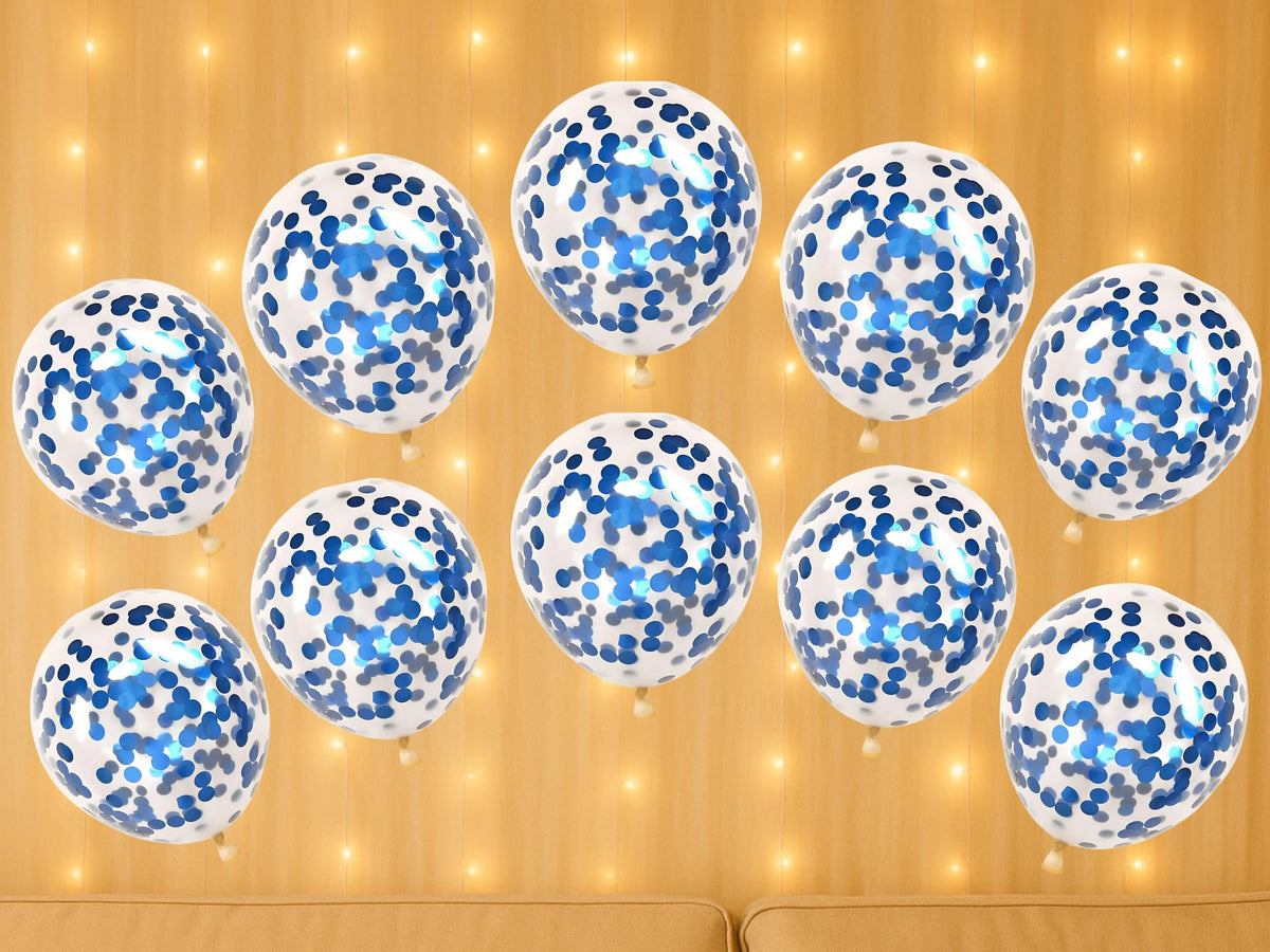 Mystic Toy Store 10 Pcs Confetti Balloons for Birthday Decoration Kit Blue Boys Girls Kids Men Women Pack Items Itm Set Pre Fill