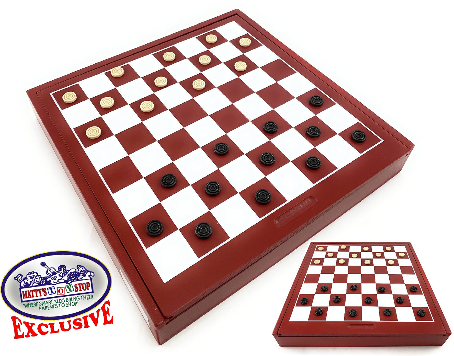 Matty'S Toy Stop Exclusive Deluxe 10-In-1 Chess, Checkers, Tic Tac Toe, Backgammon, Mill, Roll Em, Insanity, Chinese Checkers, Mancala & Pick-Up Sticks Wooden Cabinet Game Set
