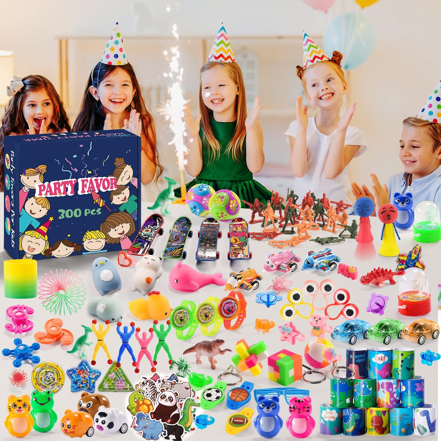 300 Pcs Party Favor For Kids Goodie Bags Stuffers, Prize Box Toys For Kids Classroom Bulk, Small Fidget Toys Pinata Fillers, Tre