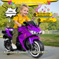 Blitzshark 12V Electric Motorcycle  Kids Motorcycle with Training Wheel  7AH Battery Ride On Motorbike For Kids 3.2 MPH Max Speed  Twist Grip Throttle  Brake Pedal  Soft Tires  Extra Long Seat  Purple