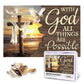 Christian Jigsaw Puzzles 1000 Pieces for Adults, Ocean Cross & Matthew 19:26 with God All Things are Possible, Inspirational Bea