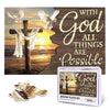 Christian Jigsaw Puzzles 1000 Pieces for Adults, Ocean Cross & Matthew 19:26 with God All Things are Possible, Inspirational Bea