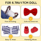 Clothes for 6.7in/17cm Doll  Set of 4 Cute Doll Accessories Includes Doll Hat+T-Shirt+Bib Pants+Shoes Set enhanced Fashion Outfit for Collectors Unique Gift (Style A)
