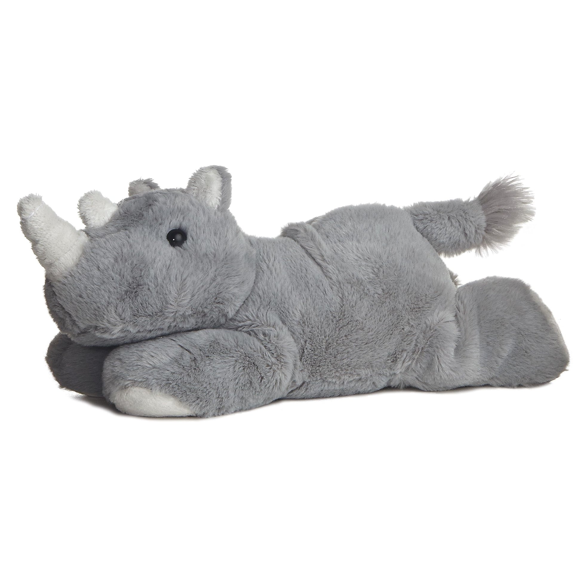 Aurora® Adorable Mini Flopsie™ Rhino Stuffed Animal - Playful Ease - Timeless Companions - Gray 8 Inches