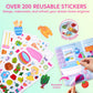Klever Kits Reusable Sticker Book for Kids, My Dream Home 4 Play Scenes with 200+ Washable Stickers Plane Activity for Toddler A