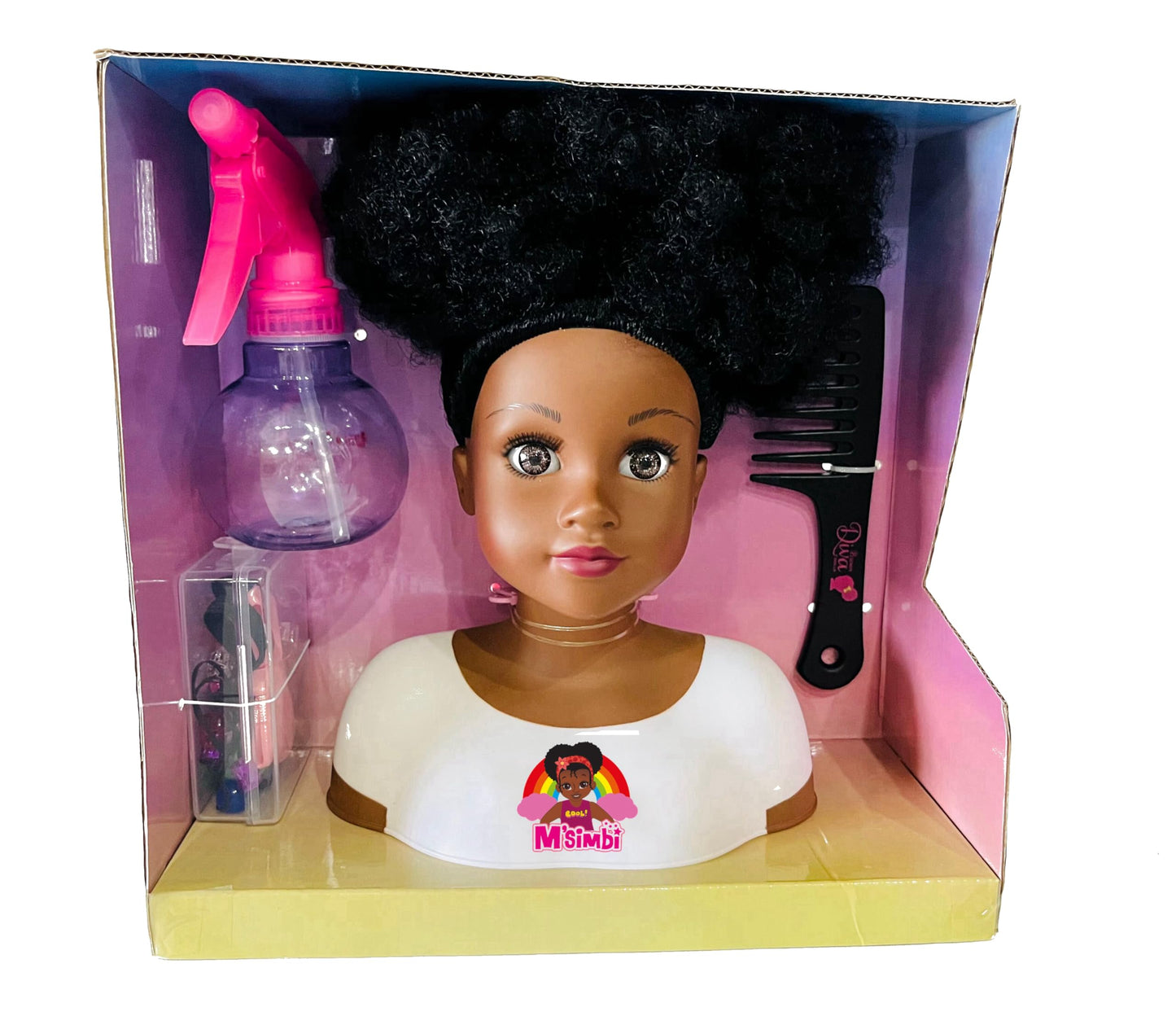 Black African Brown Styling Head Dolls With Curly Afro Hair And 5 Accessories, For Kids, Kids Toys For Ages 3 Up (Msimbi 01, 11