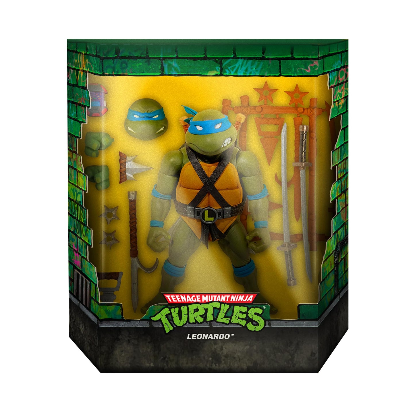 Super7 ULTIMATES! Teenage Mutant Ninja Turtles Leonardo - 7 TMNT Action Figure with Accessories Classic Cartoon Collectibles and Retro Toys