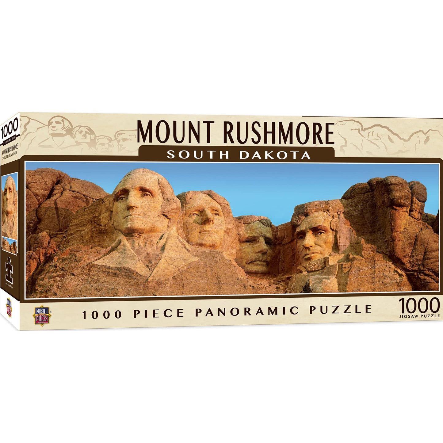 MasterPieces 1000 Piece Jigsaw Puzzle - Mount Rushmore Panoramic, 13"x39", Fun for Adults & Kids, Model 71583