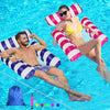 HJW 2-Pack Inflatable Water Lounger Pool Chair, Multi-Purpose Hammock Float, Striped Dark Blue & Rose Red for Adults