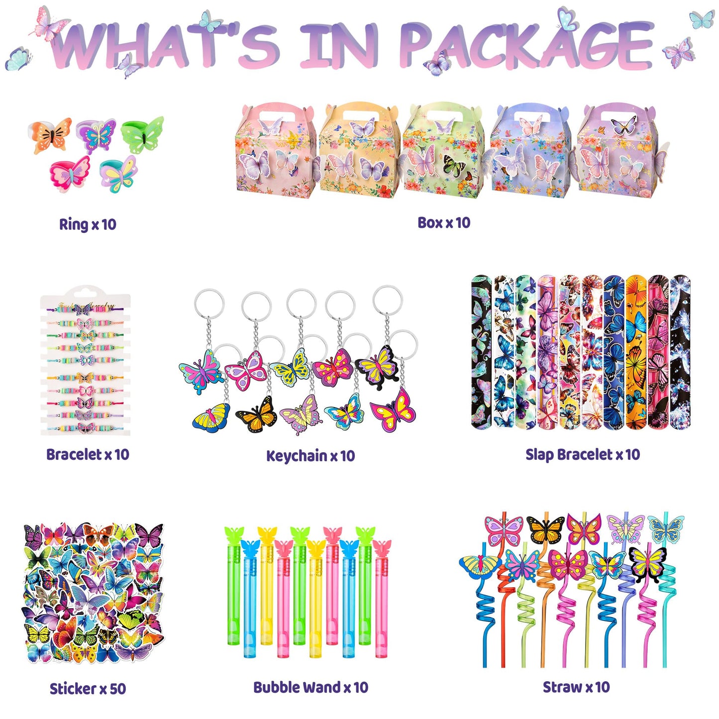 DMIGHT Butterfly Party Favors Fairy Birthday Party Supplies for Girls Kid Toy Gift Prize Goodie Bag Stuffer Butterfly Decoration