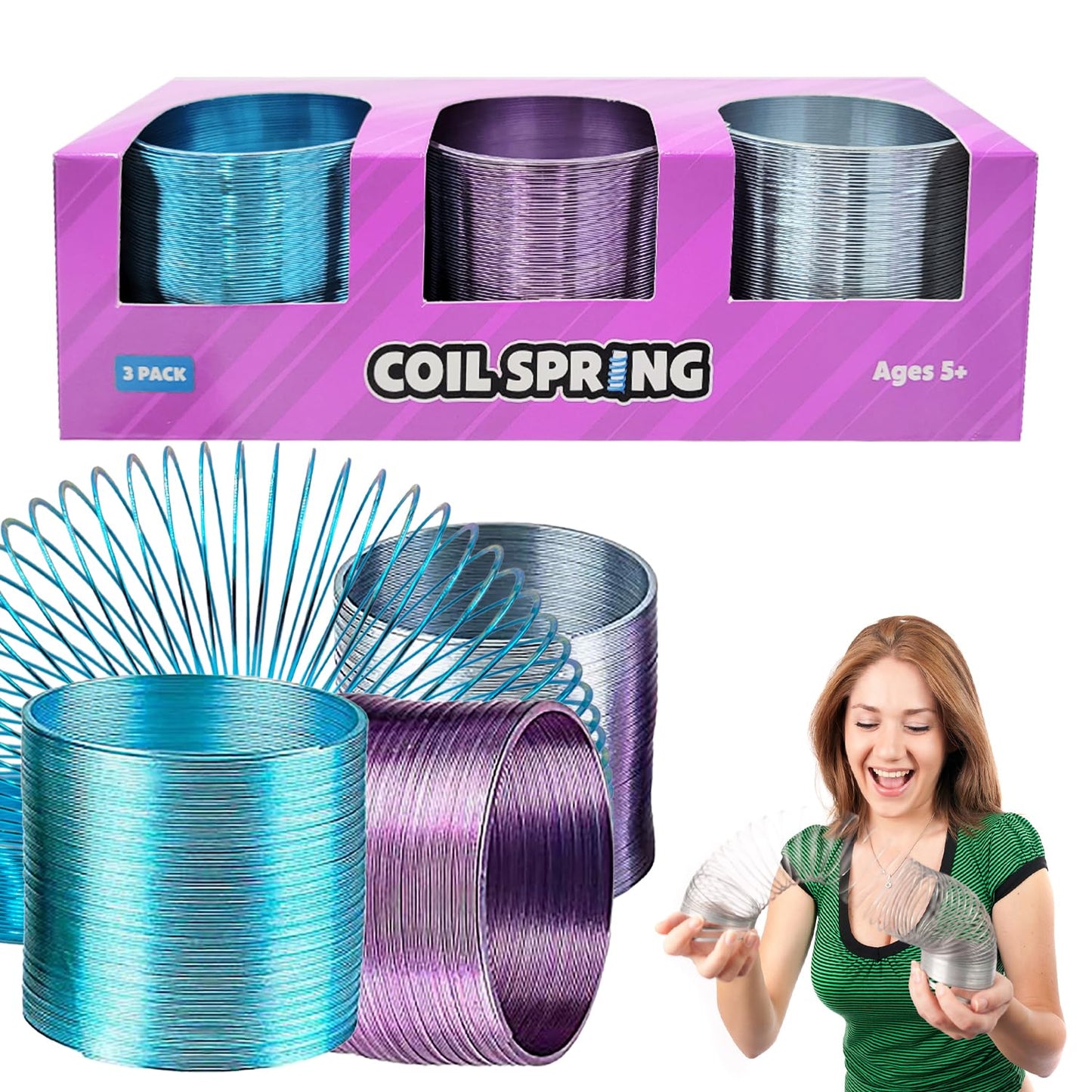 The Dreidel Company Metal Coil Spring, Goody Bag Fillers, Party Favor For Kids, Variety Of 2.4 '' (60Mm) Individually Boxed (3-P