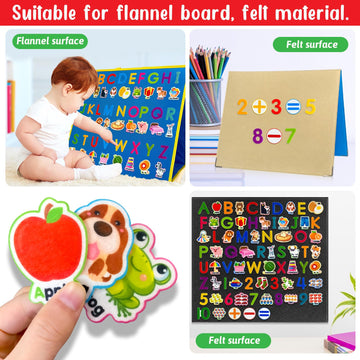 PENGFULL Felt Learning Letters,Learning Numbers,75 Felt Board Pieces for Felt Flannel Board,Alphabet ABC Learning for Toddlers f