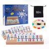 PUREPLAY Mexican Train Dominoes Set - Double 12 Colored Number Dominoes, 91 Tiles, 9 Trains, 4 Wooden Trays, Storage Bag, Ages 8+
