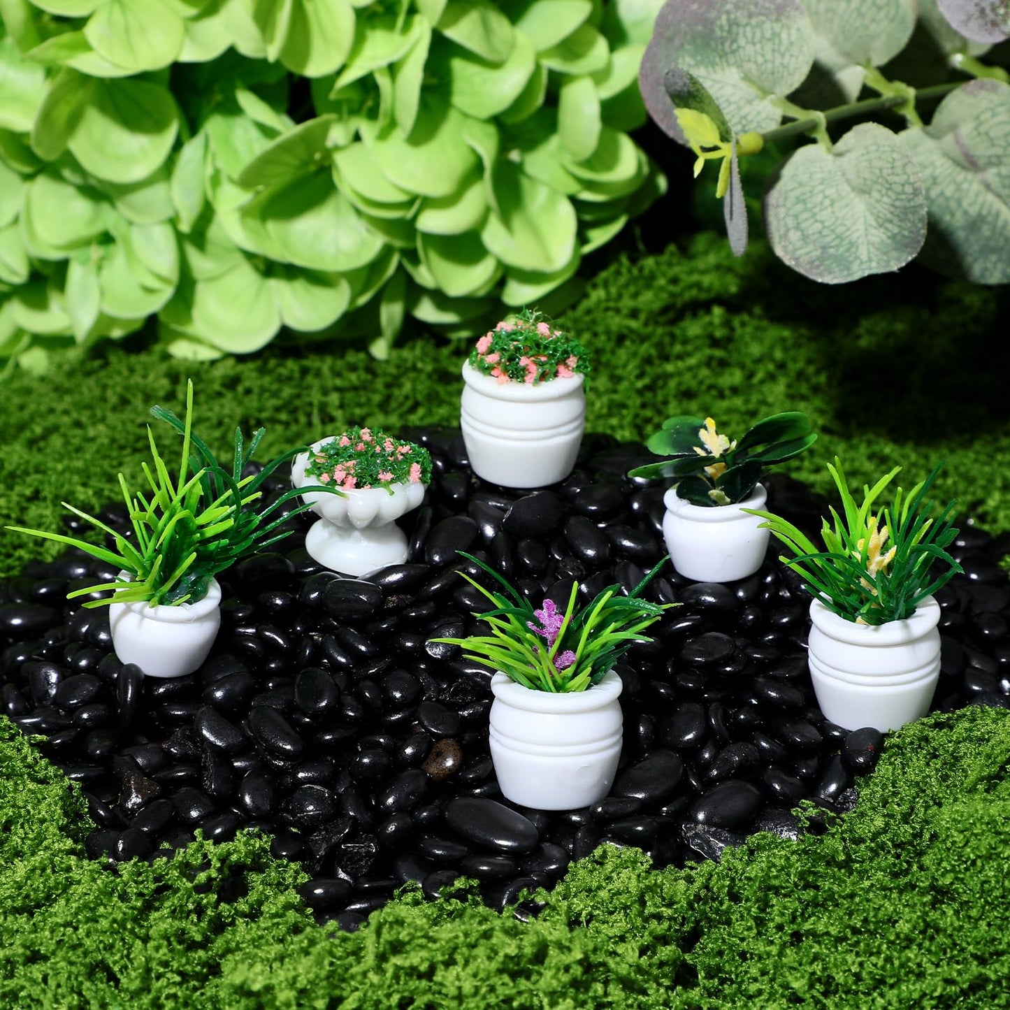 12Pcs Miniature Dollhouse Plants, Mini Potted Plant, Artificial Plastic Plants, Miniature Dollhouse Accessories, Mini Resin Plan