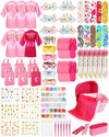 Suhine 6 Set Spa Party Supplies for Girls, Kids Satin Robes Nail Salon Kit Spa Kit Accessories for Birthday Party Favors (Elegan
