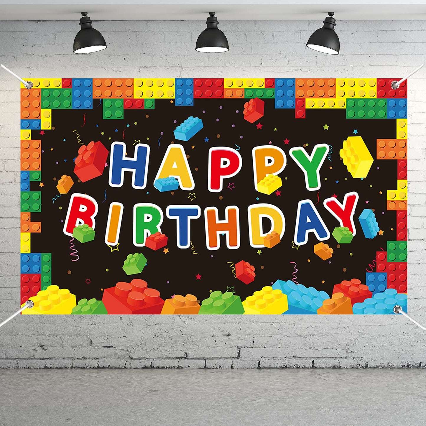 Building Blocks Party Decorations Colorful Blocks Birthday Backdrop Photography Children Kids Building Blocks Theme Party Suppli