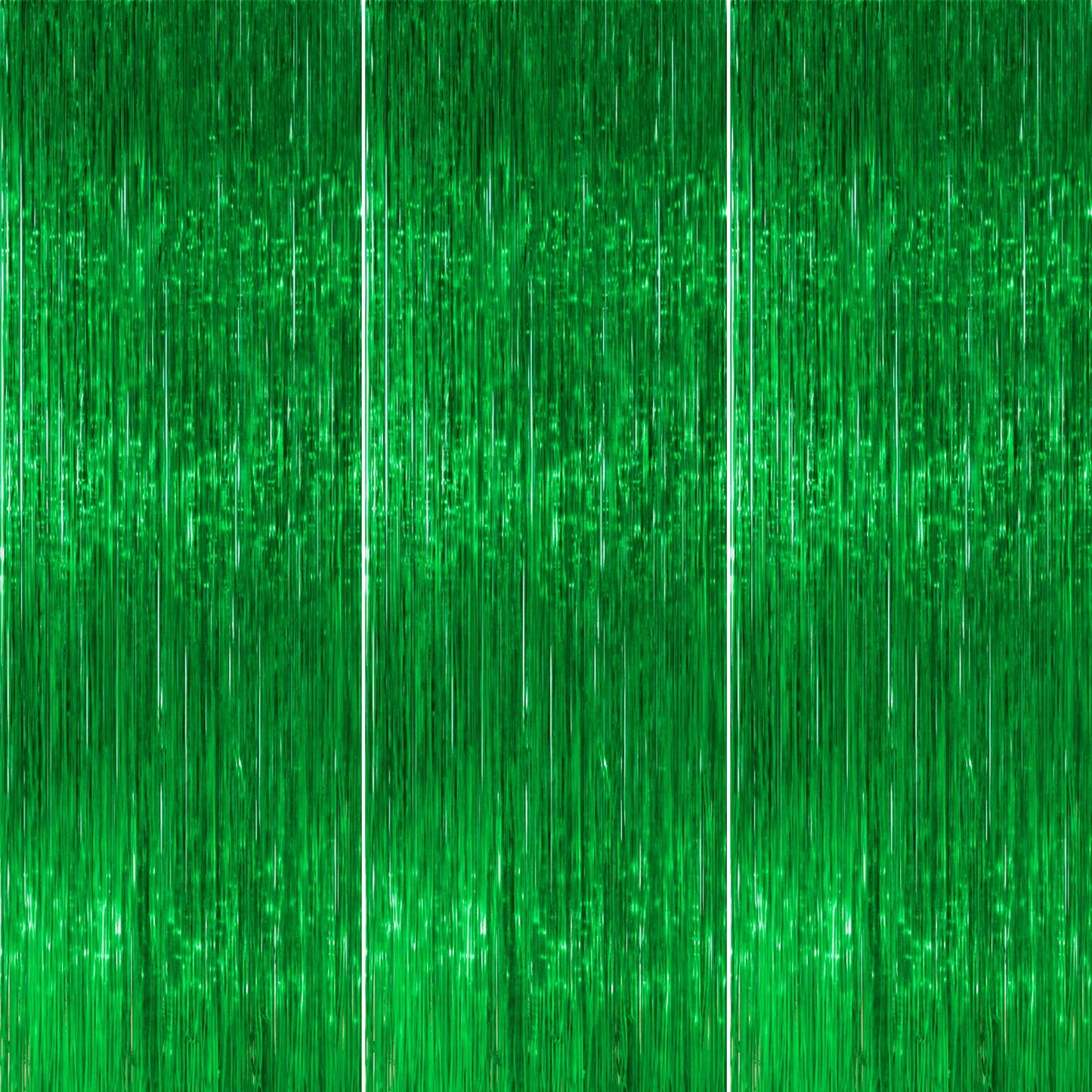 PartyWoo Green Streamers Backdrop 3pcs Green Tinsel Foil Fringe Streamer Curtains 8.2 FT Curtains Photo Backdrop for Graduation 